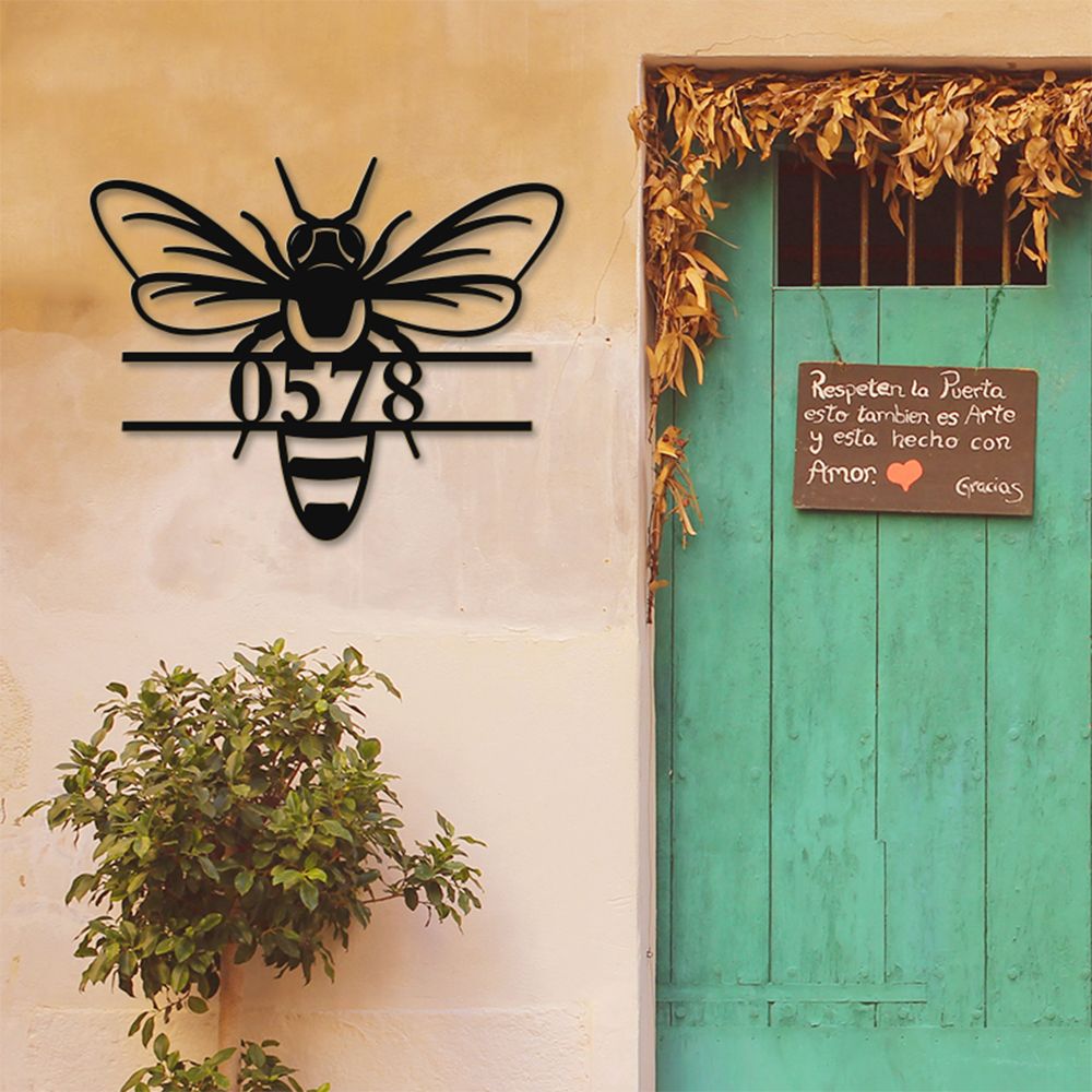 Custom Honey Bee Address Sign Metal House Numbers
