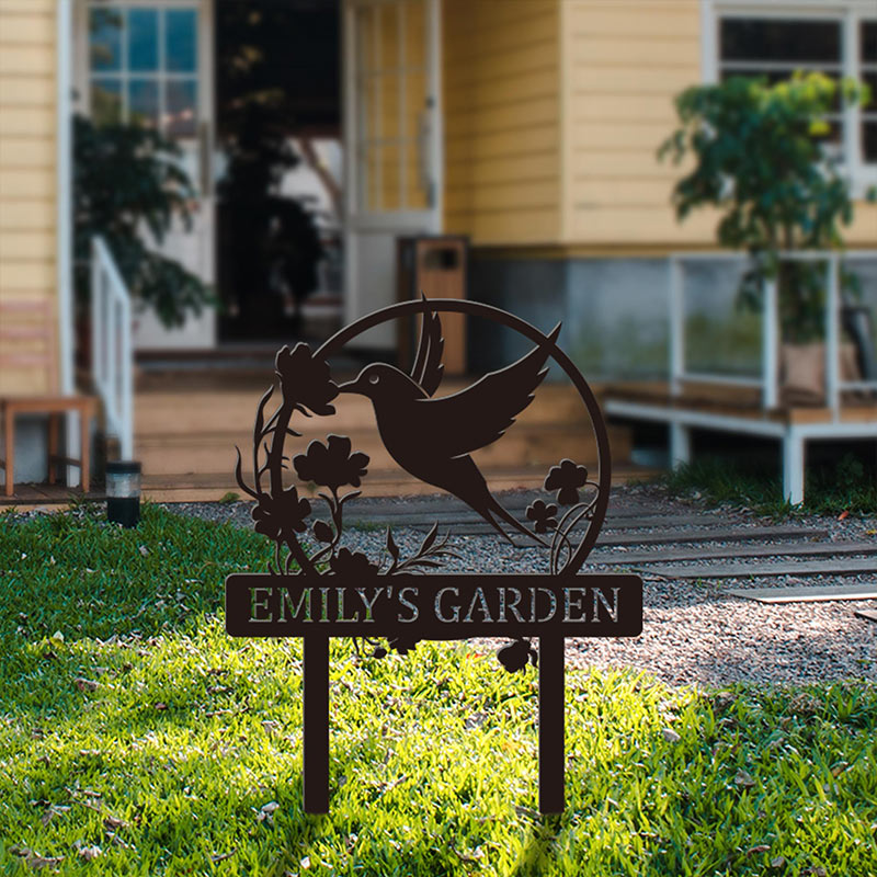 Custom Outdoor Flower Metal Garden Stake Sign Yard Art
