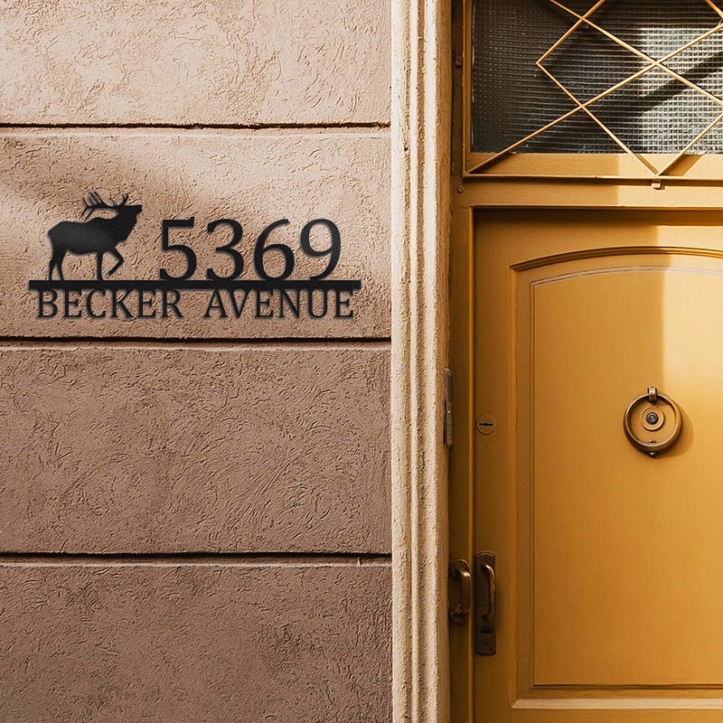Custom Metal Elk Antler Sign House Numbers Address Sign