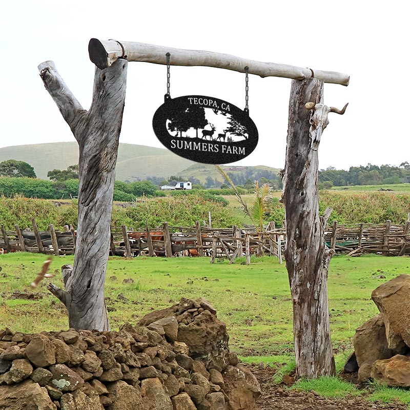 Custom Deer Family Metal Wildlife Sign for Farm Decor