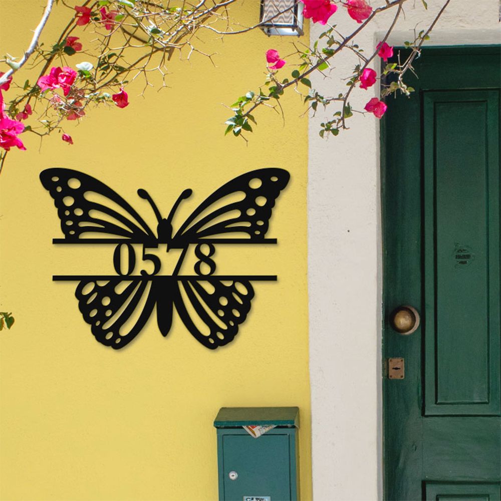 Custom Butterfly Address Sign Outdoor Metal House Numbers