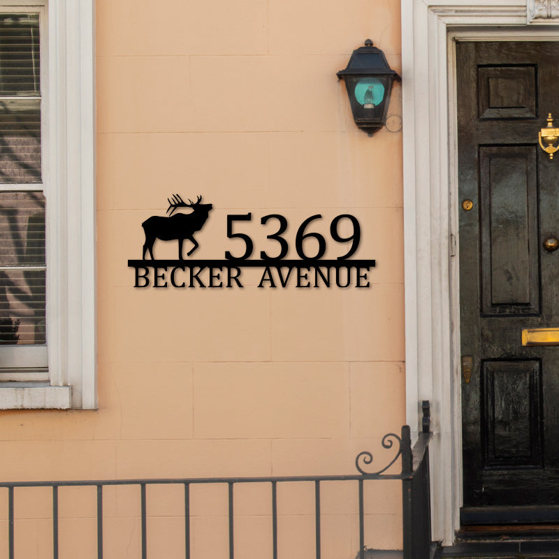 Custom Metal Elk Antler Sign House Numbers Address Sign