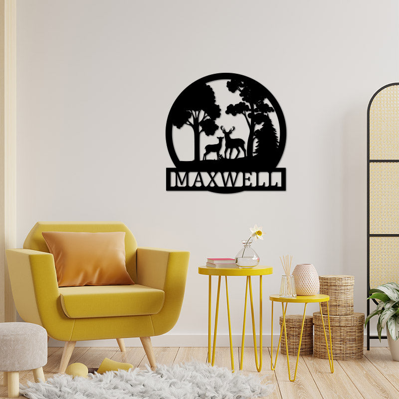 Personalized Deer Family Name Metal Cabin Sign
