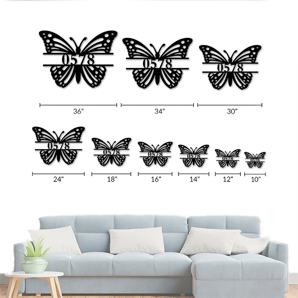 Custom Butterfly Address Sign Outdoor Metal House Numbers