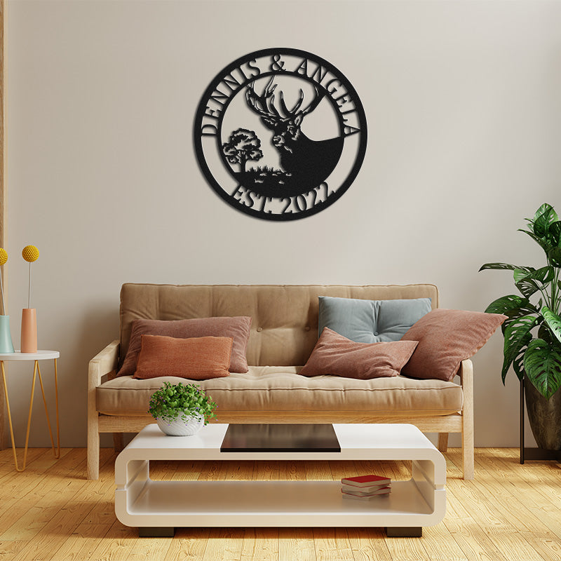 Personalized Deer Antlers Sign Deer Head Metal Sign