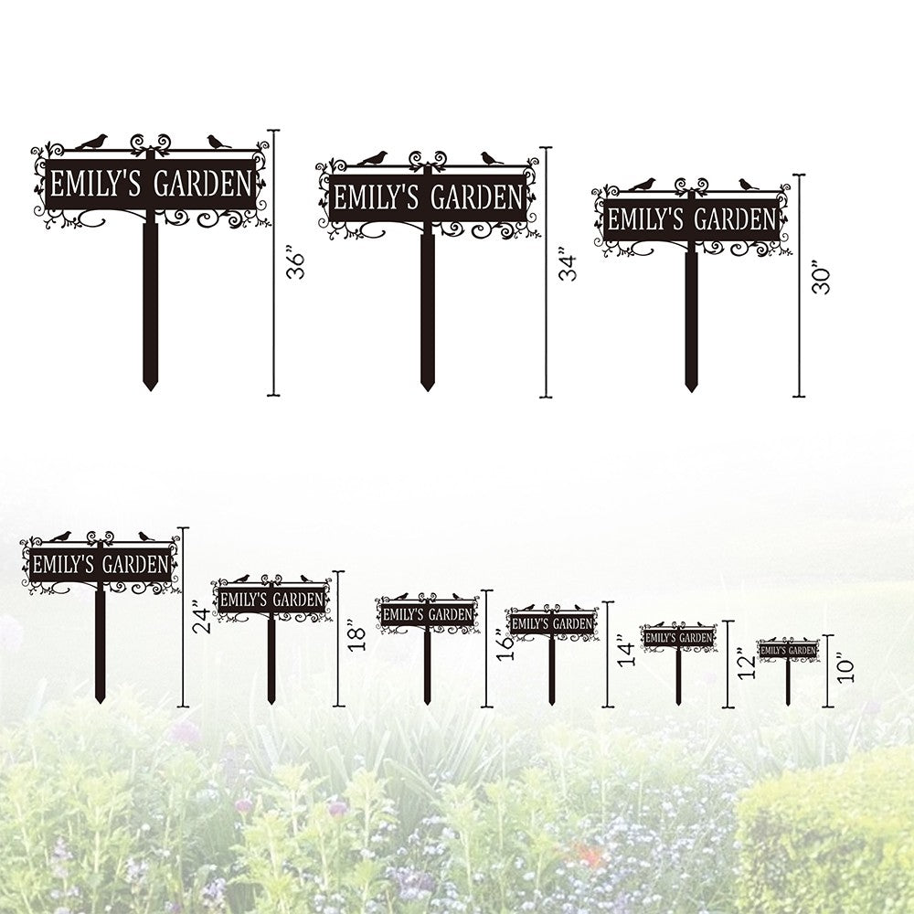 Custom Metal Bird Garden Sign with Stake Yard Decor