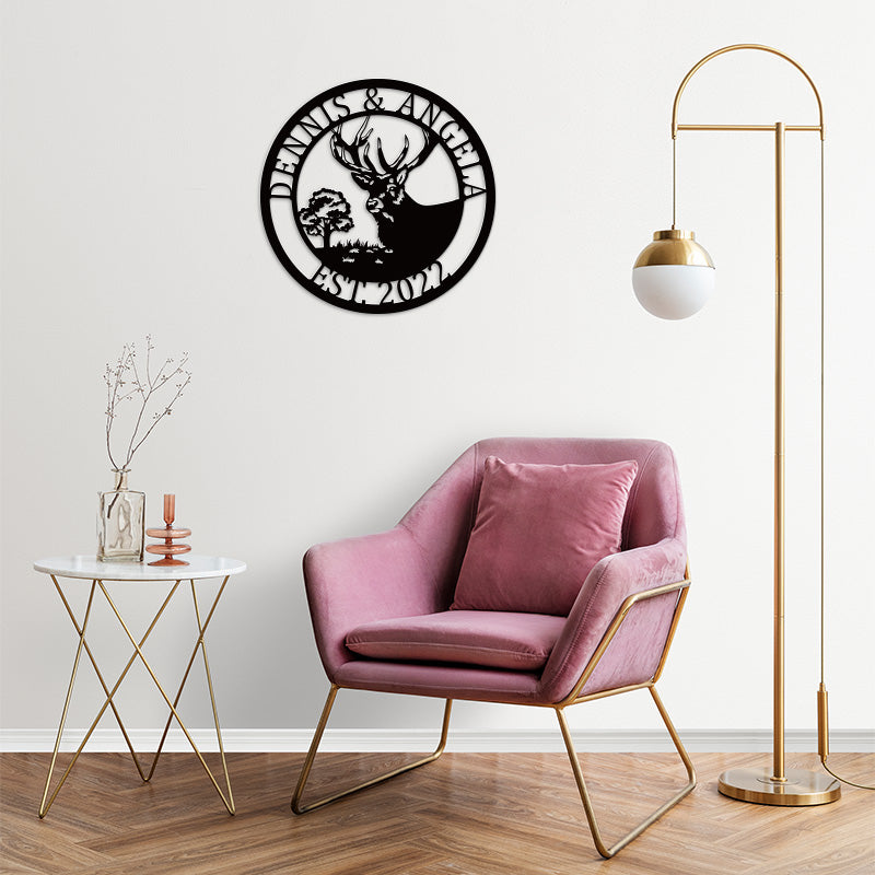 Personalized Deer Antlers Sign Deer Head Metal Sign