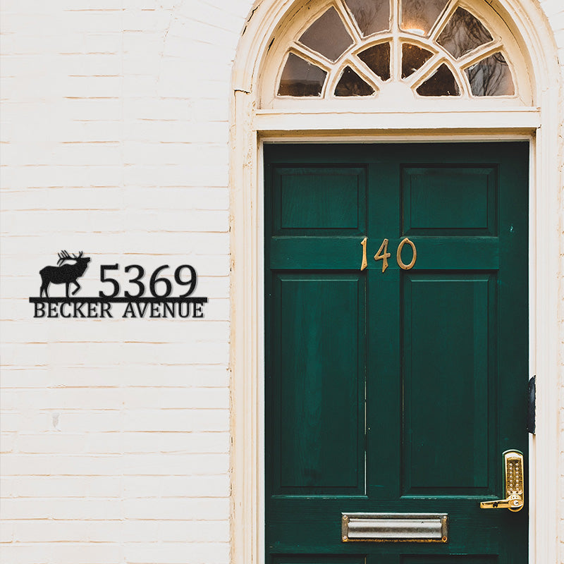 Custom Metal Elk Antler Sign House Numbers Address Sign