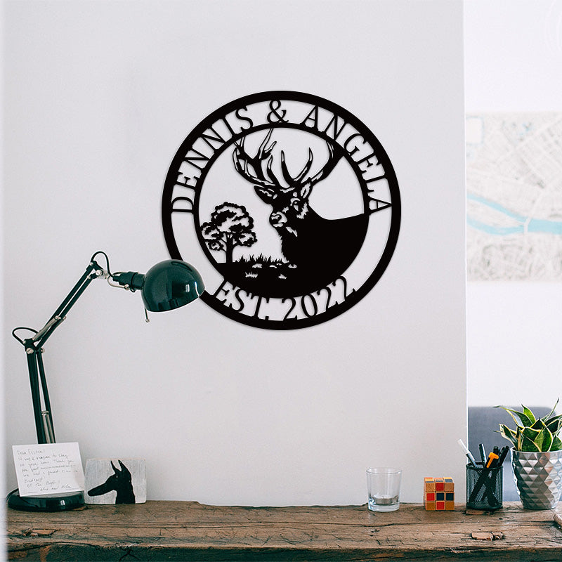 Personalized Deer Antlers Sign Deer Head Metal Sign