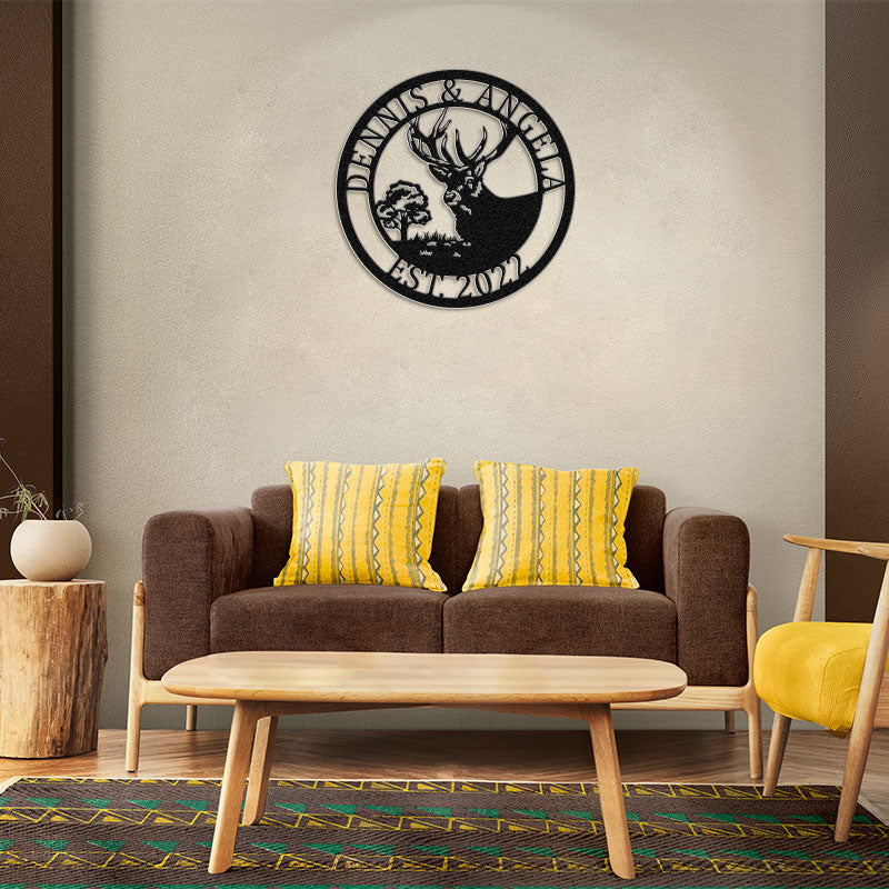 Personalized Deer Antlers Sign Deer Head Metal Sign