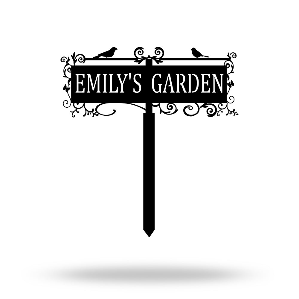 Custom Metal Bird Garden Sign with Stake Yard Decor