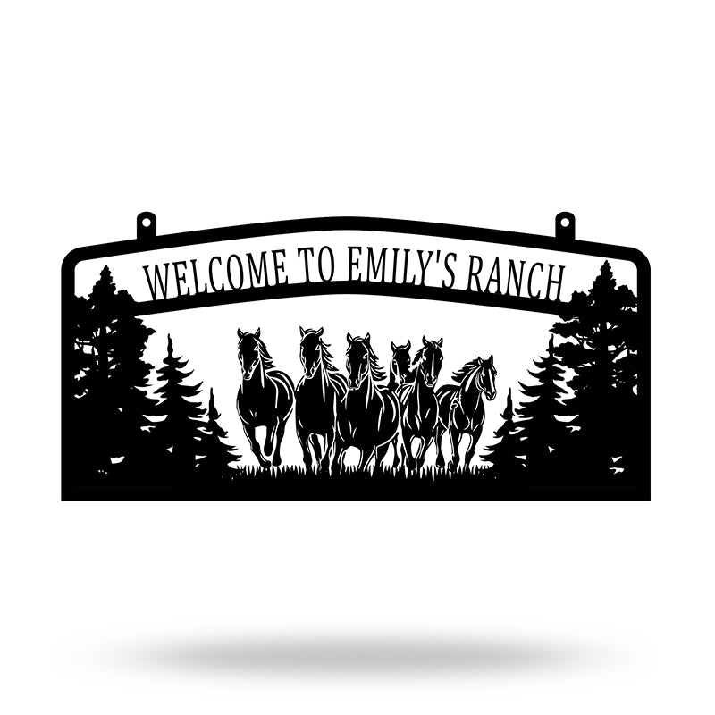 Personalized Horse Metal Ranch Sign Metal Horse Wall Art