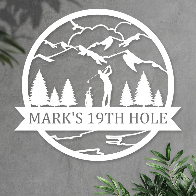 Custom Name Golf Metal Sign 19th Hole Sign