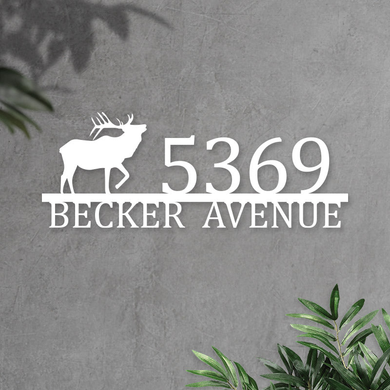 Custom Metal Elk Antler Sign House Numbers Address Sign