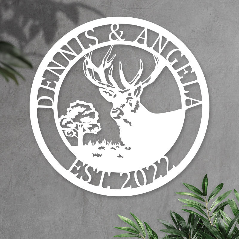 Personalized Deer Antlers Sign Deer Head Metal Sign