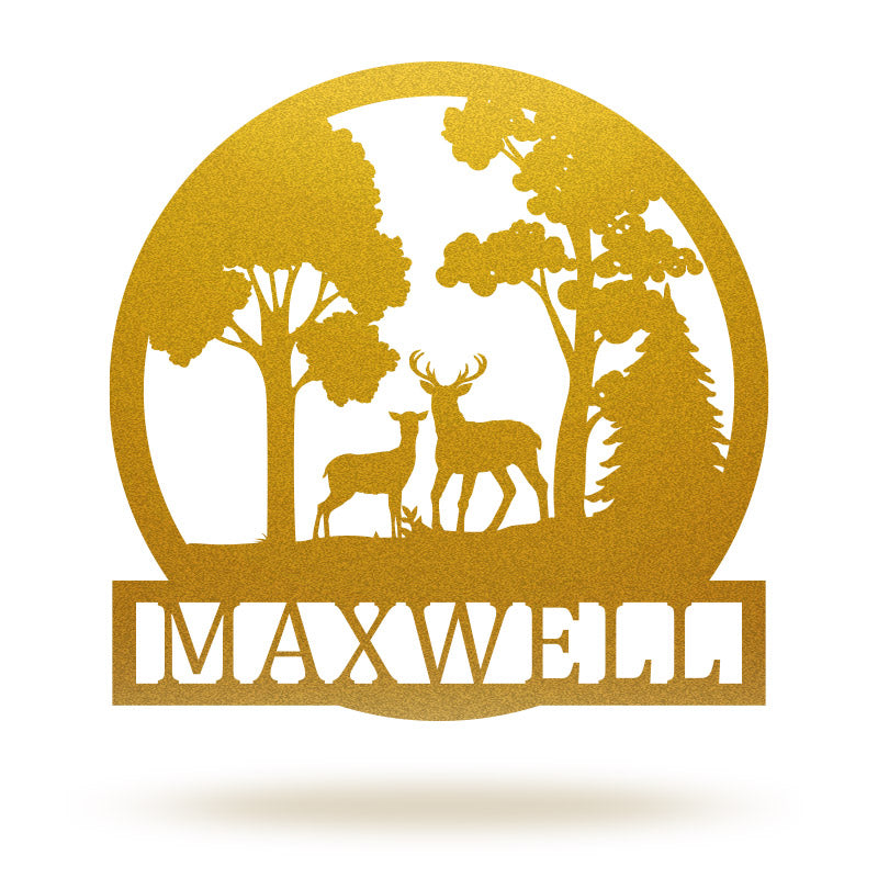 Personalized Deer Family Name Metal Cabin Sign