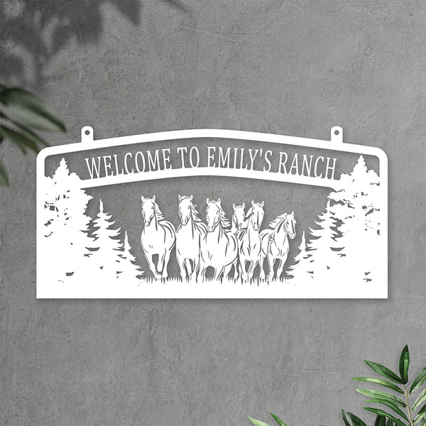 Personalized Horse Metal Ranch Sign Metal Horse Wall Art - iWantDIY
