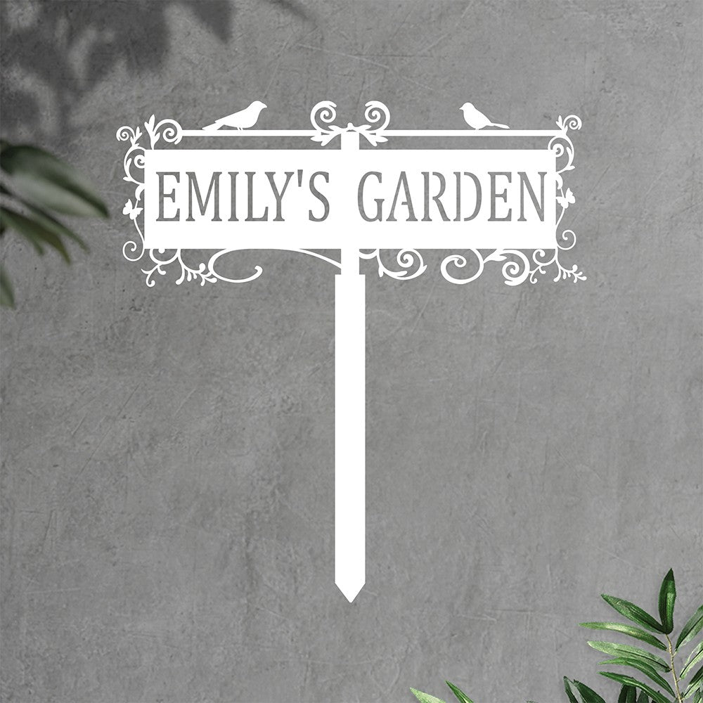Custom Metal Bird Garden Sign with Stake Yard Decor