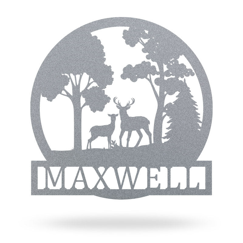 Personalized Deer Family Name Metal Cabin Sign