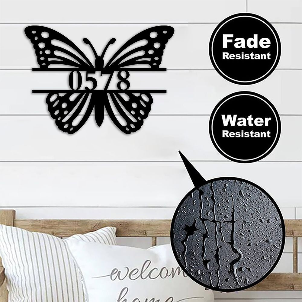 Custom Butterfly Address Sign Outdoor Metal House Numbers