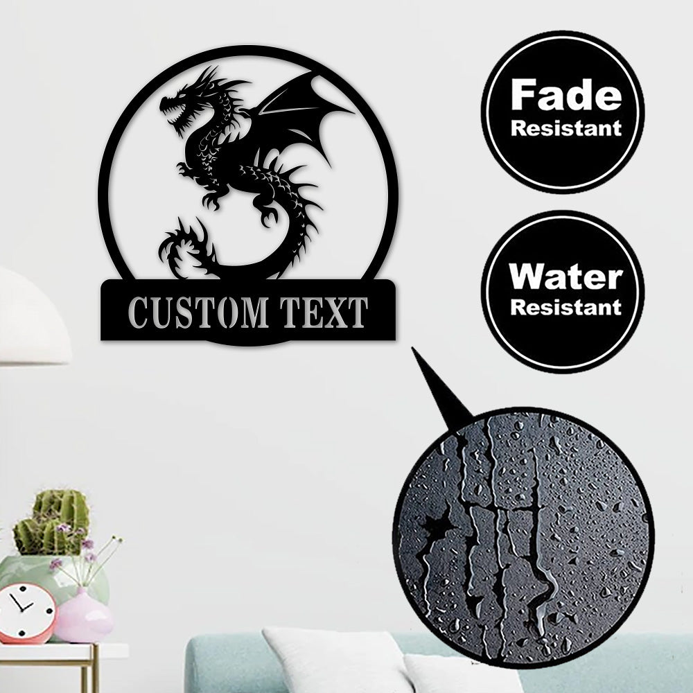 Personalized Dragon Name Metal Sign Metal Wall Art