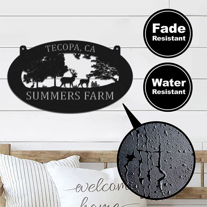 Custom Deer Family Metal Wildlife Sign for Farm Decor