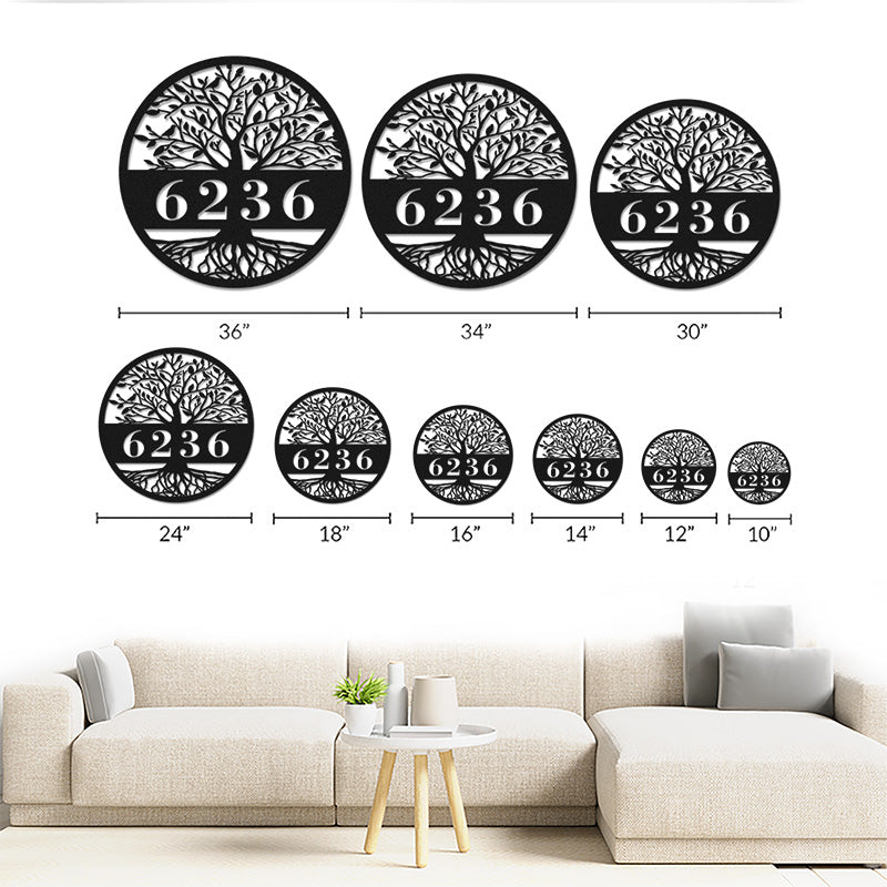 Personalized Tree Of Life Metal Address Sign House Numbers