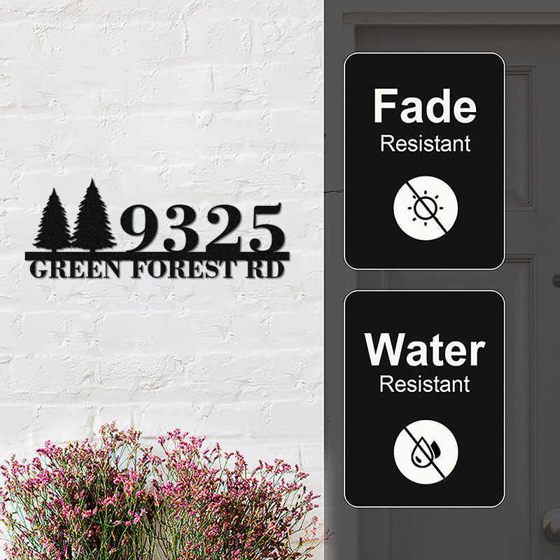Custom Tree Metal House Number Sign Address Plaque