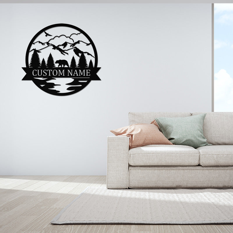 Custom Bear Monogramn Metal Name Sign For Home Decor