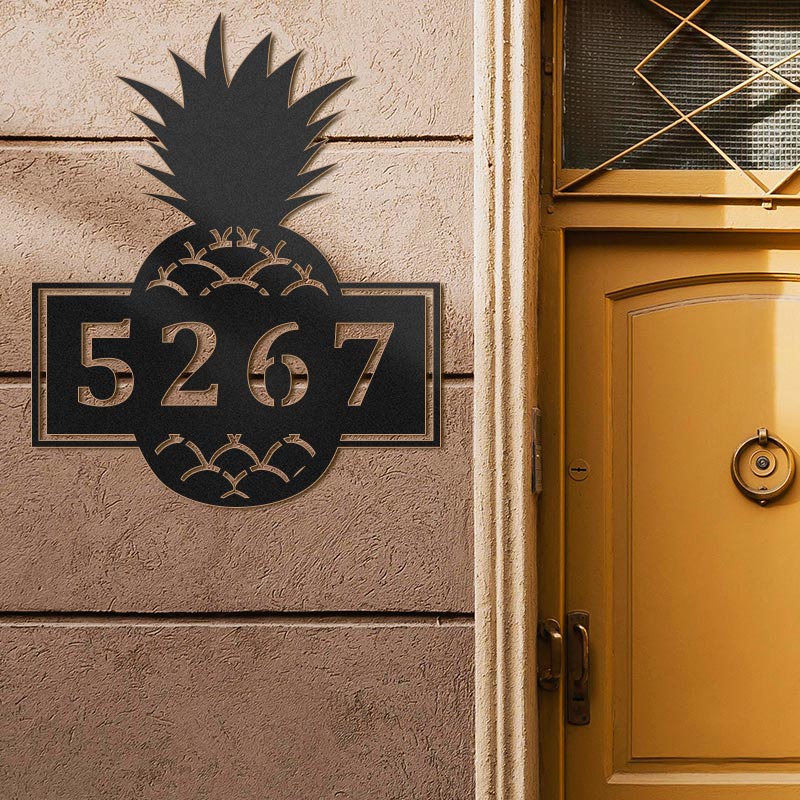 Custom Pineapple Metal Address Sign Metal House Numbers