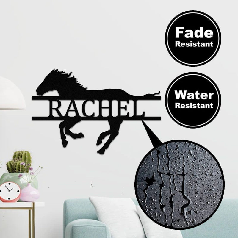 Custom Name Running Horse Metal Sign For Housewarming Gift