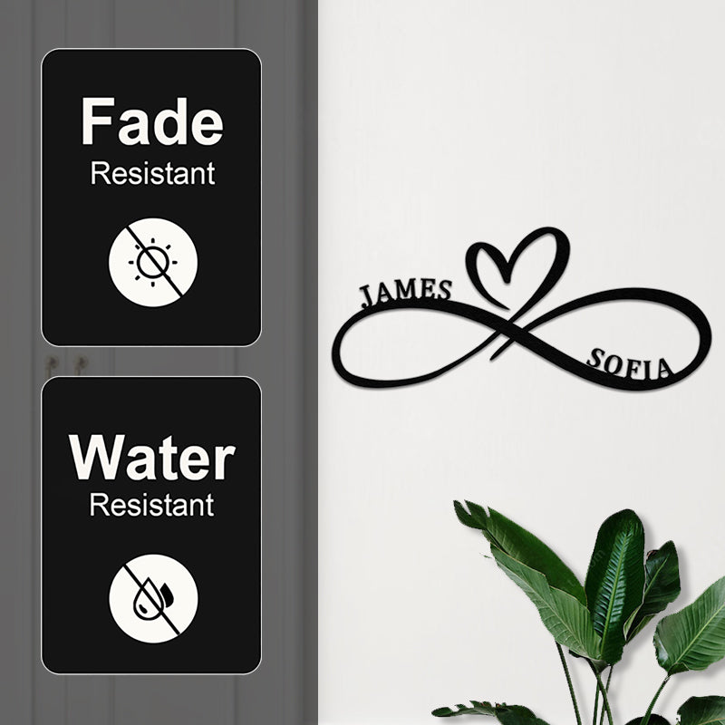 Personalized Infinity Heart Metal Name Sign for Your Love &amp; Anniversary Gift