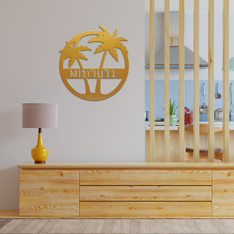 Custom Palm Trees Metal Monogram Sign For Ocean Lovers