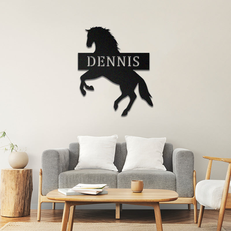 Personalized Name Monogram Metal Horse Sign For Farmhouse Decor