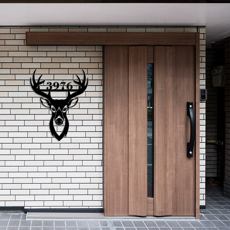 Custom Deer Head Metal Address Sign House Numbers