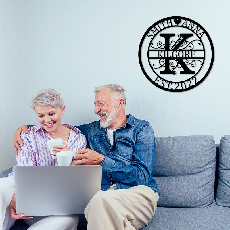 Custom Split Letter Monogram Metal Sign For Wedding Gift