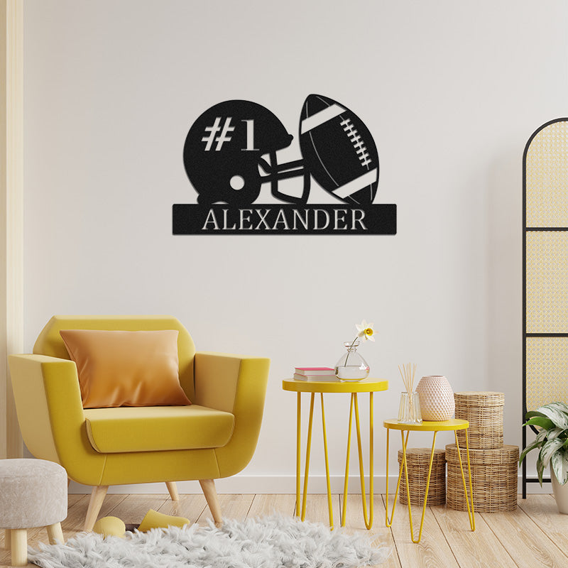 Custom Rugby Football Player Name and Number Metal Sign