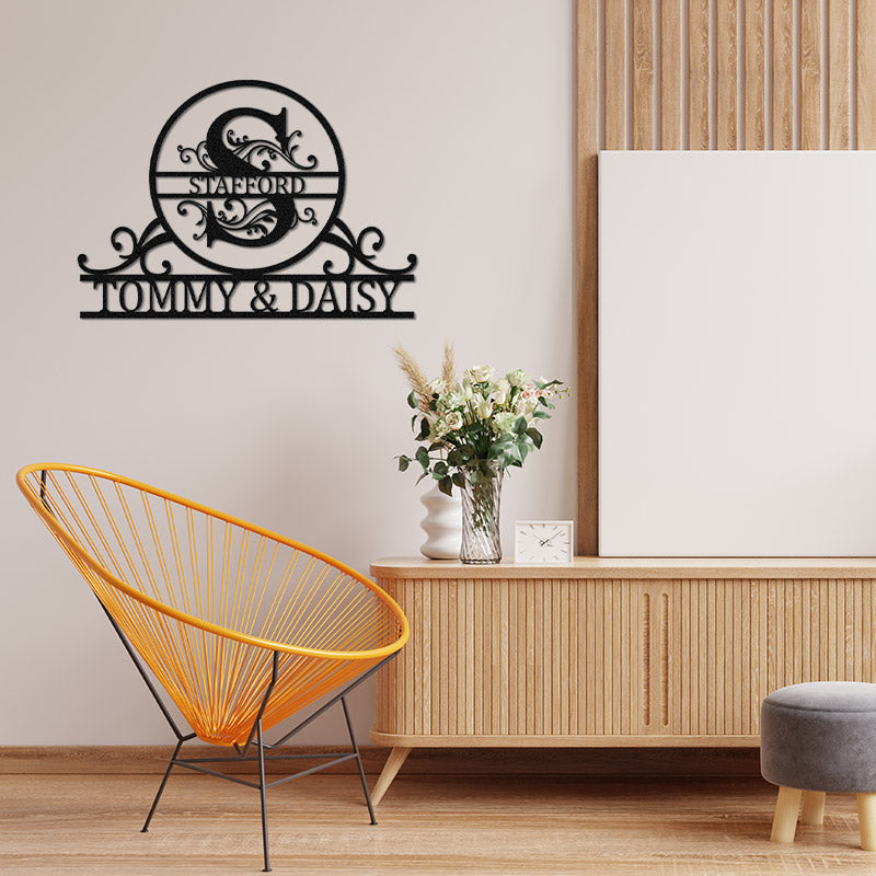 Custom Family Name Metal Monogram Sign For Wedding Gift