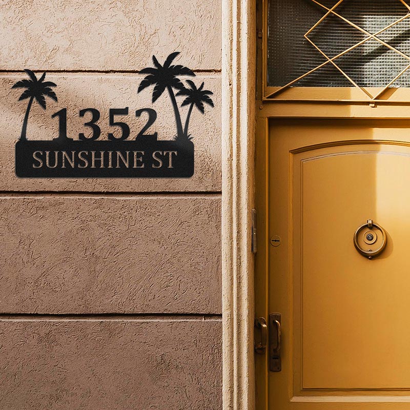 Custom Palm Tree Metal Address Sign House Numbers Plaque