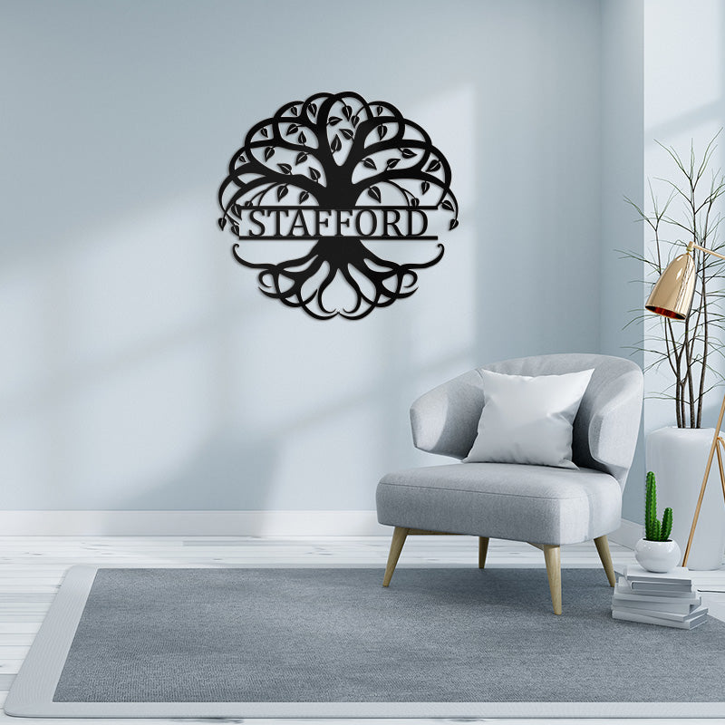 Personalized Tree Of Life Monogram Metal Sign Wall Decor