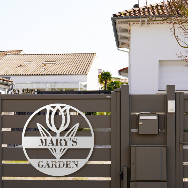 Custom Flower Name Metal Garden Sign for Yard Decor