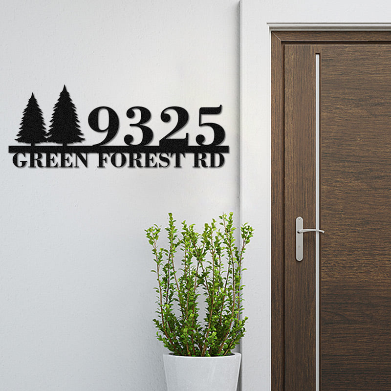 Custom Tree Metal House Number Sign Address Plaque