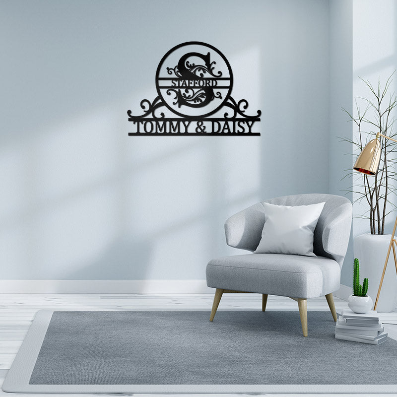 Custom Family Name Metal Monogram Sign For Wedding Gift