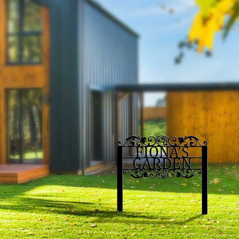 Personalized Name Metal Garden Sign with Stake