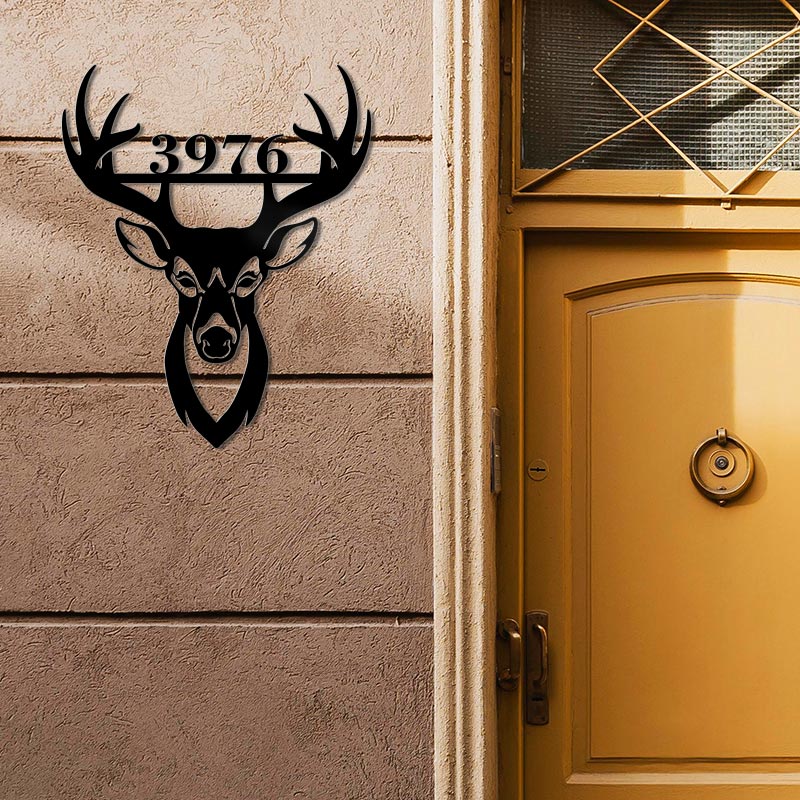 Custom Deer Head Metal Address Sign House Numbers
