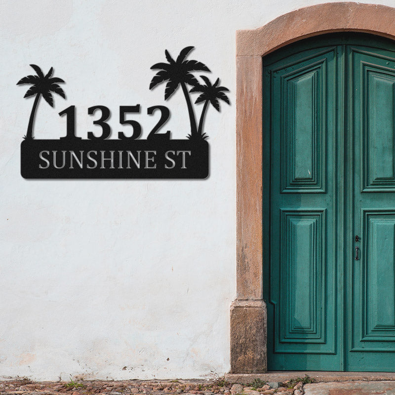 Custom Palm Tree Metal Address Sign House Numbers Plaque