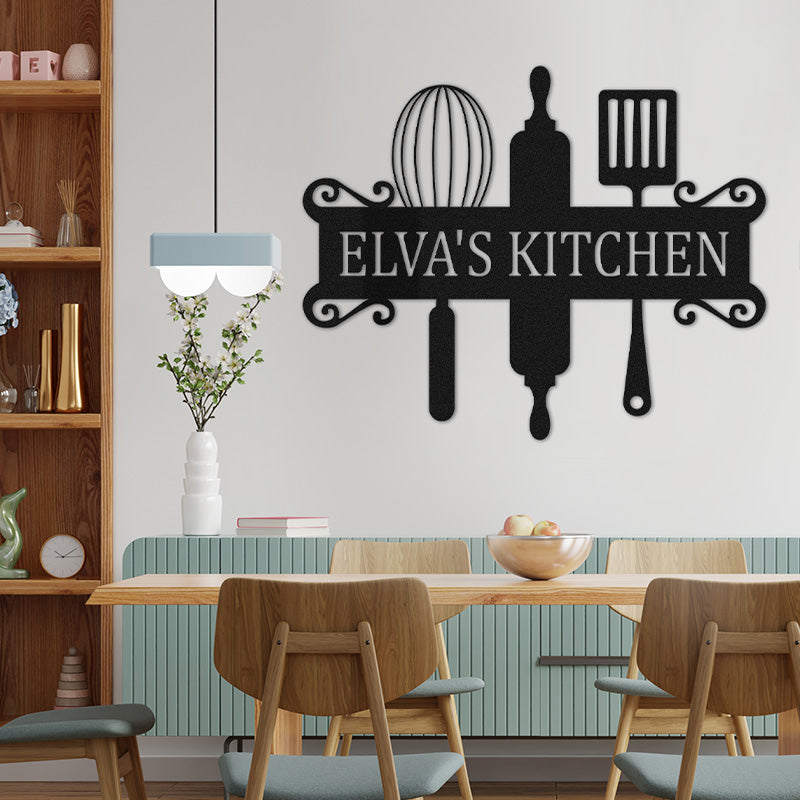 Personalized Name Kitchen Metal Monogram Sign