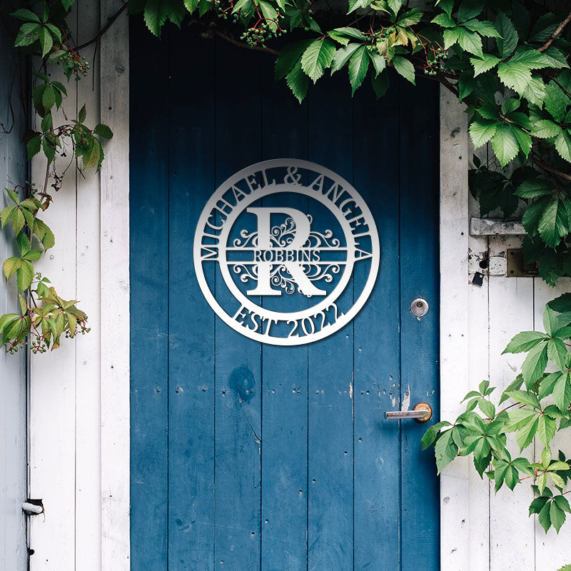 Custom Monogram Name Metal Sign for Yard Decor