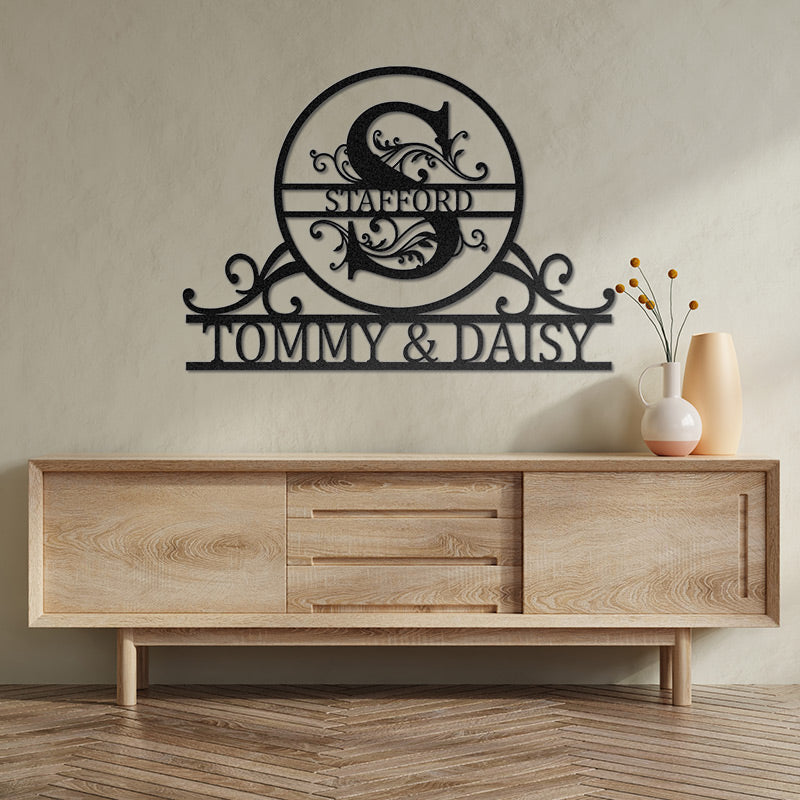 Custom Family Name Metal Monogram Sign For Wedding Gift