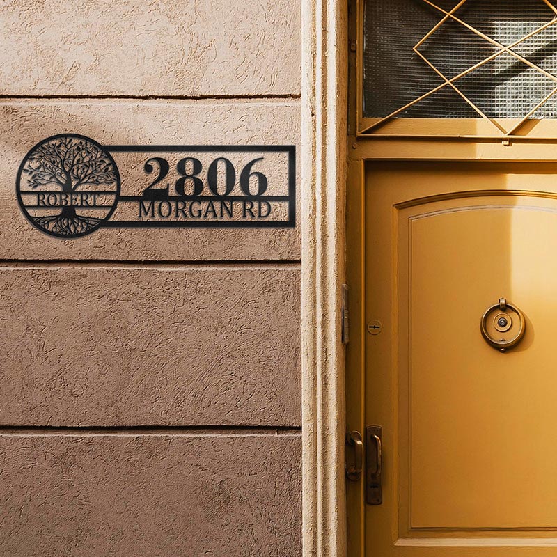 Custom Tree Of Life Metal Address Sign House Numbers